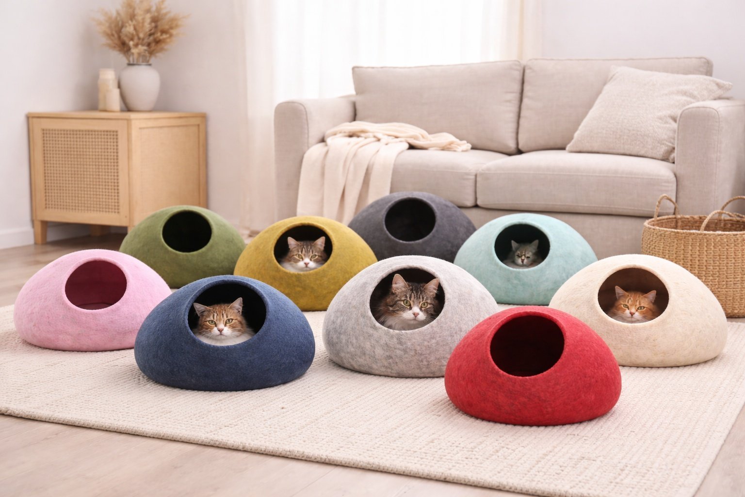 Plain Wool Felt Cat Cave - Image 2