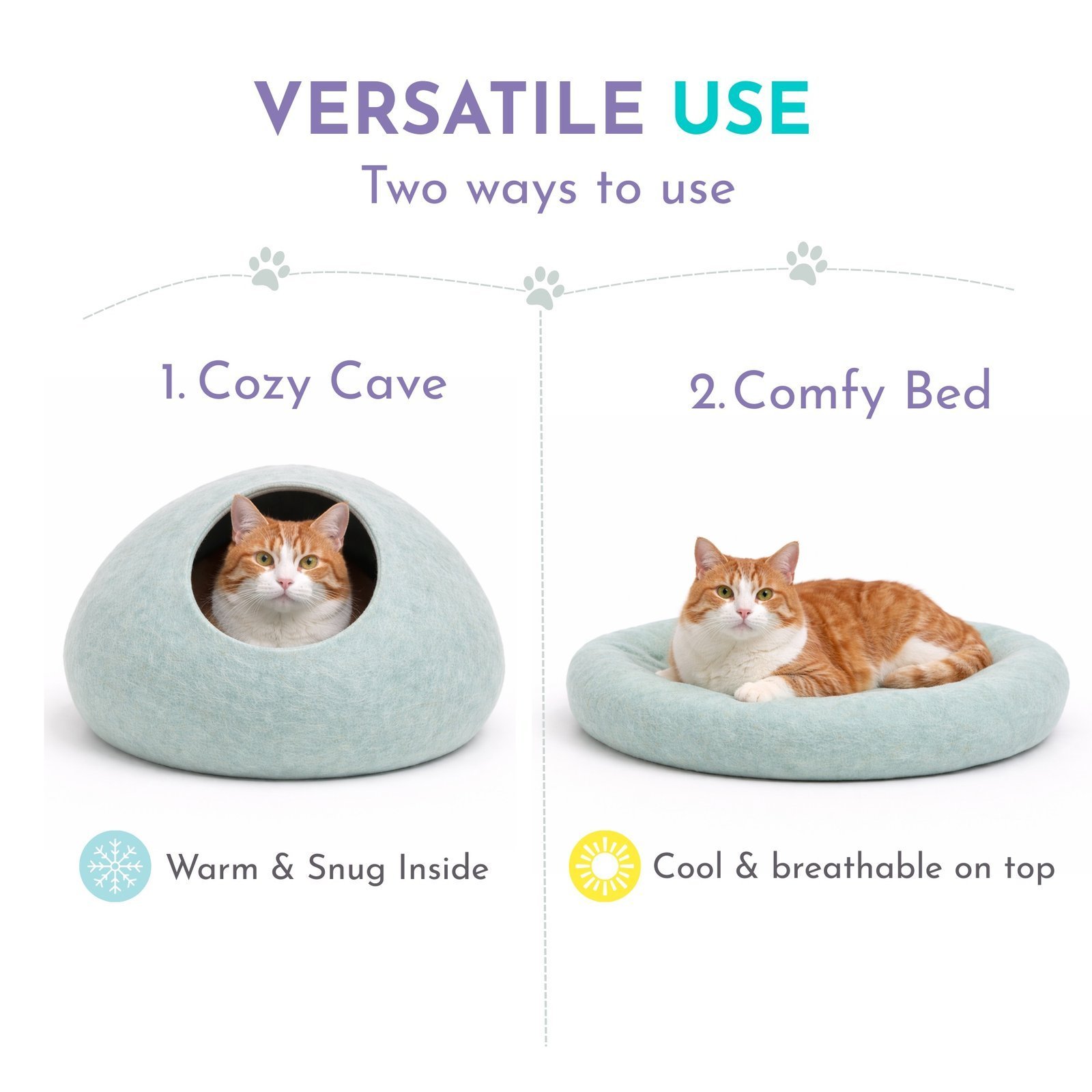 Plain Wool Felt Cat Cave - Image 3