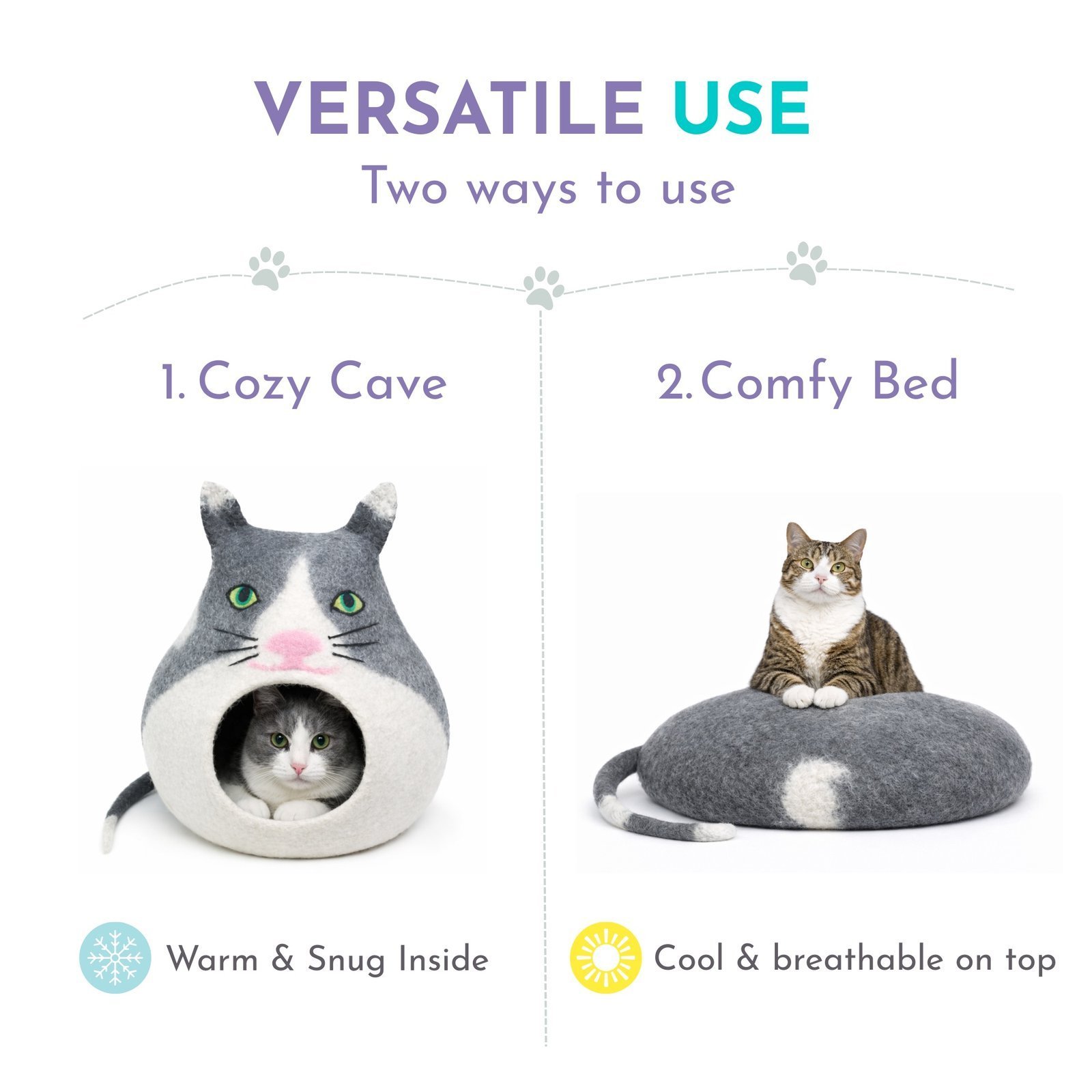 Premium Animal Wool Felt Cat Cave - Image 2