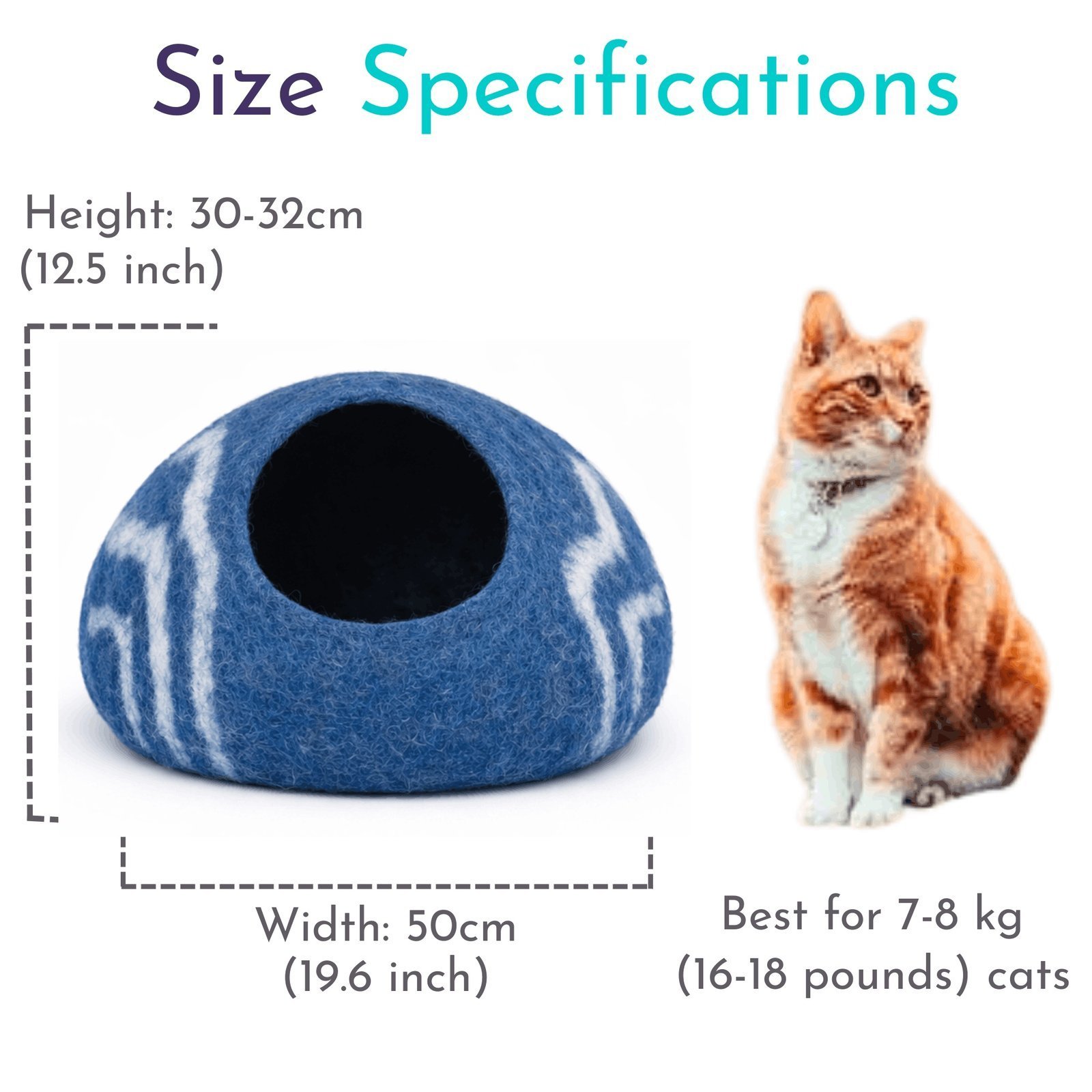 Side Striped Wool Felt Cat Cave - Image 3