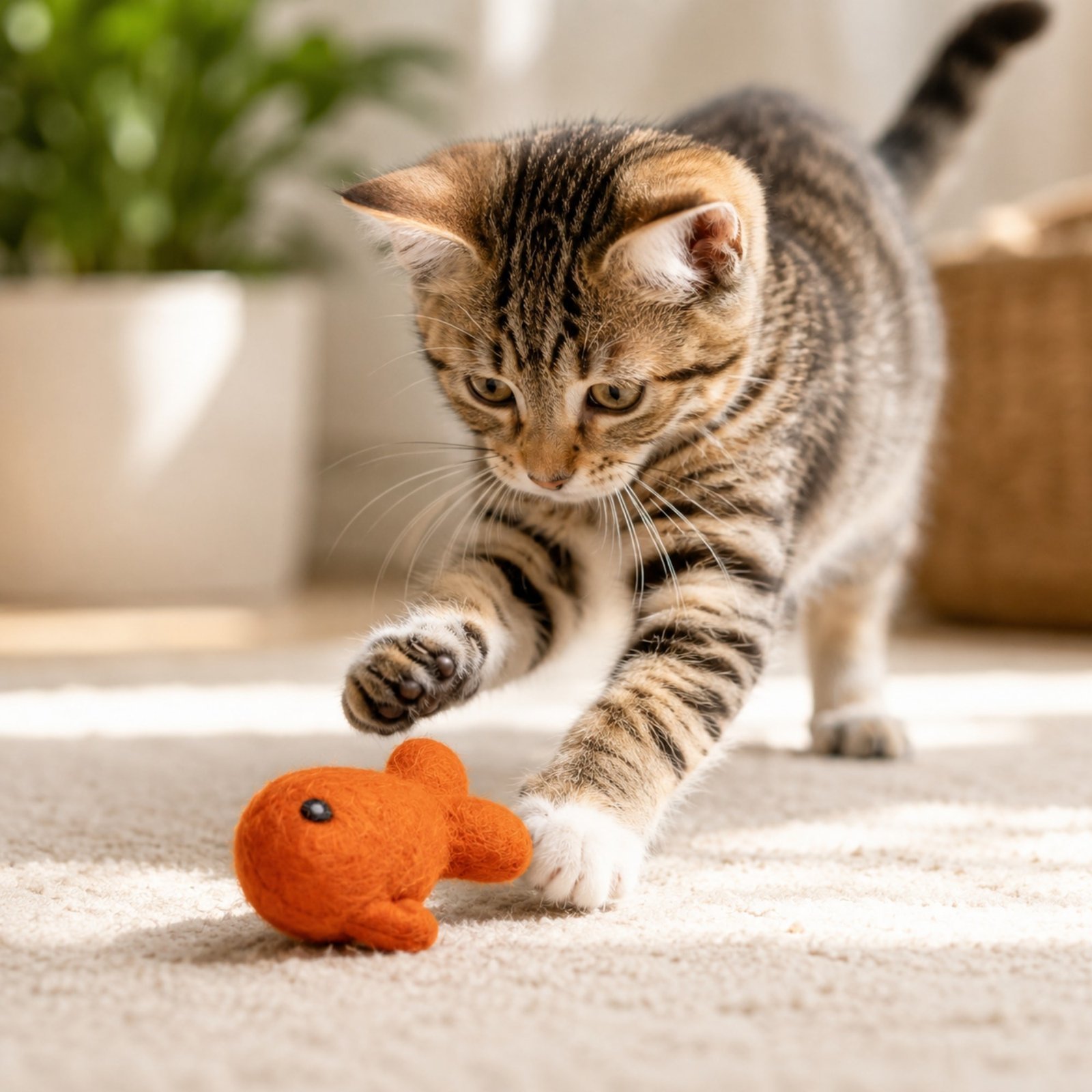 Orange Felt Fish Cat Toy - Image 2