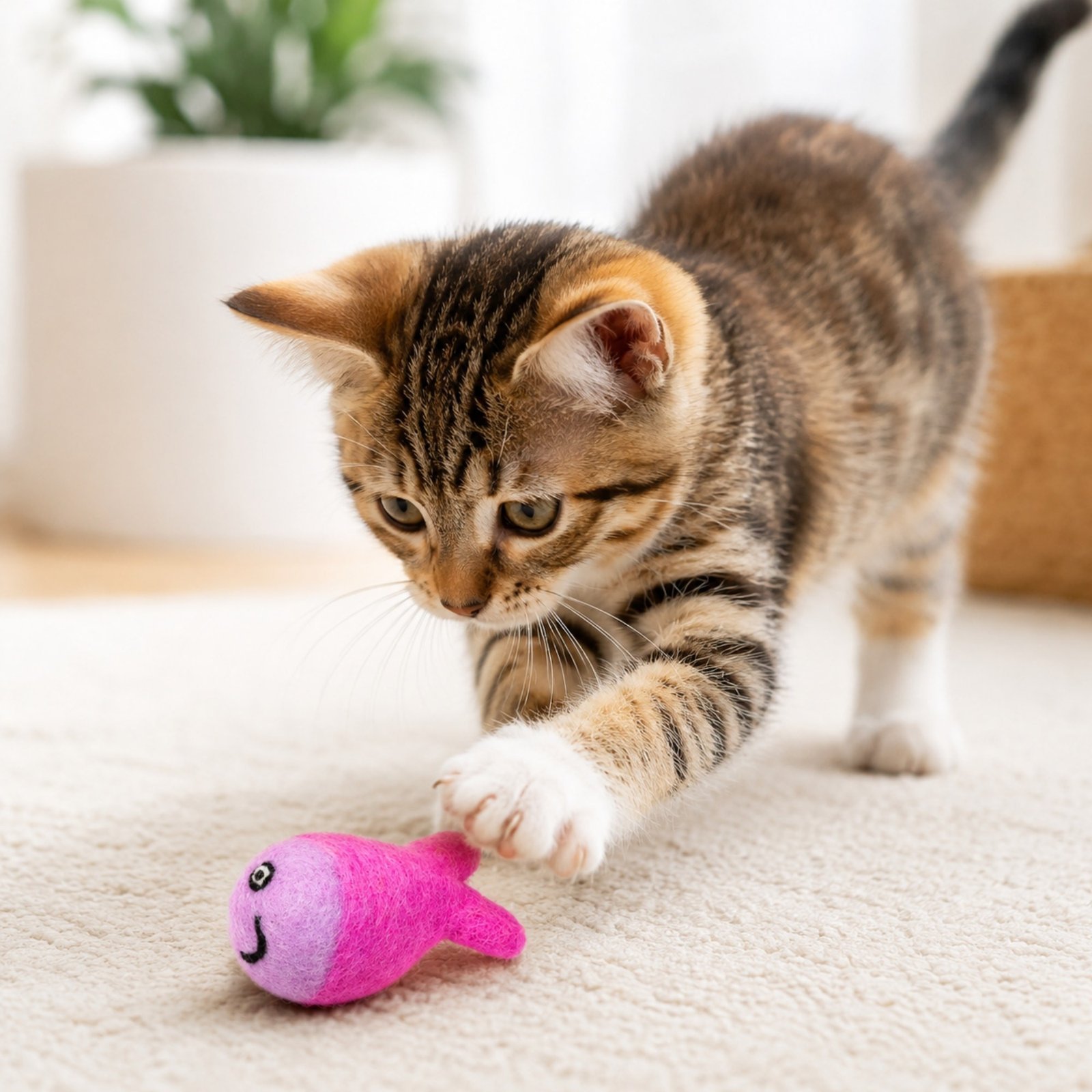 Pink Felt Fish Cat Toy - Image 2