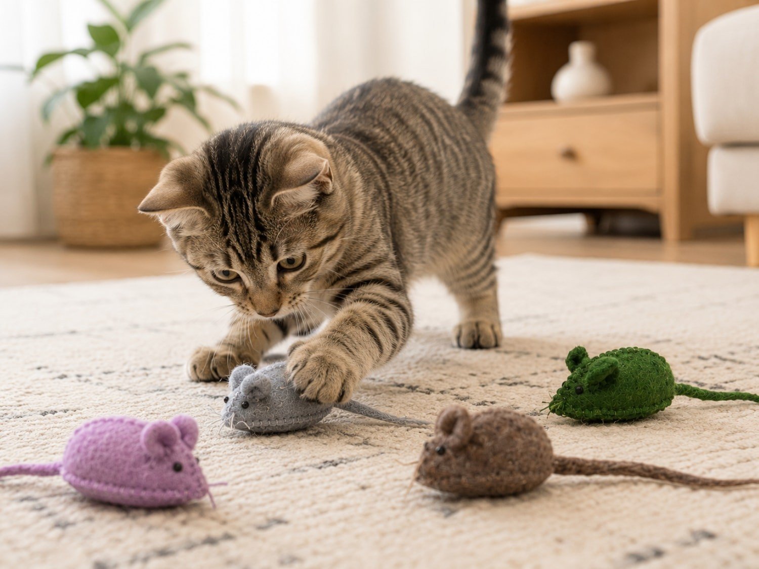 Stitched Felt Mouse with Long Tail - Image 2