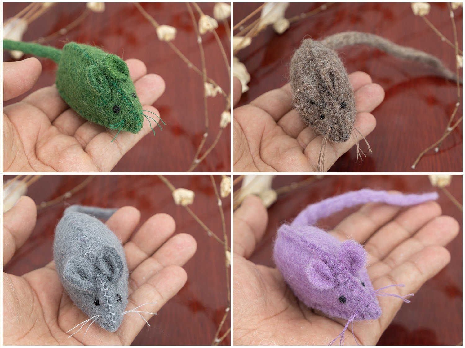 Stitched Felt Mouse with Long Tail - Image 5