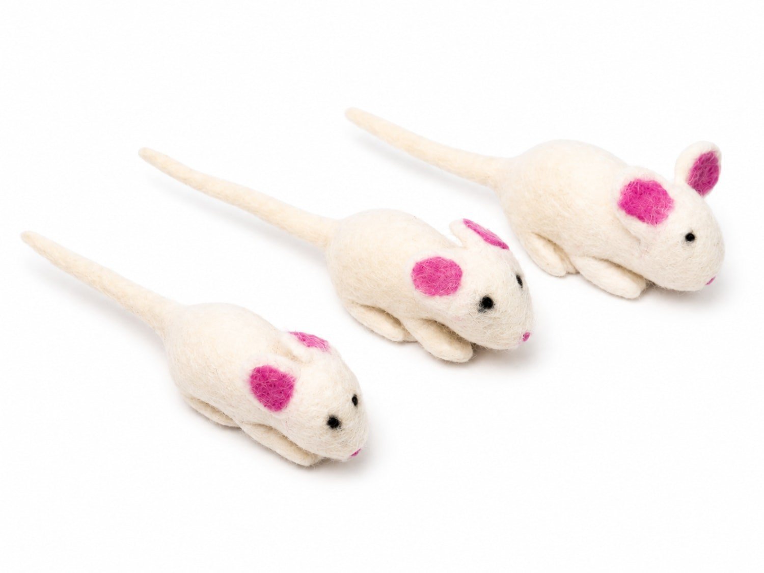 White Felt Mouse Cat Toy - Image 3