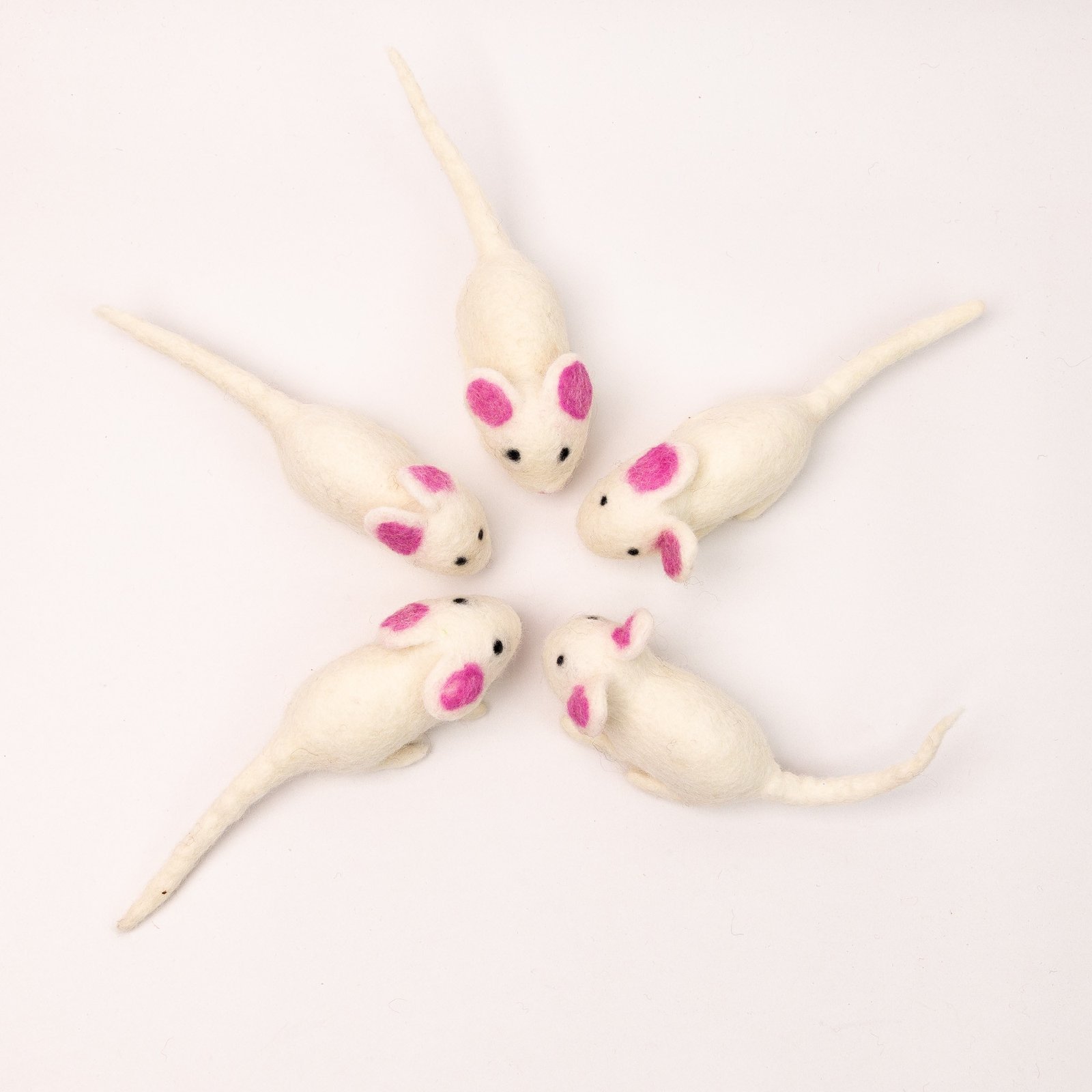 White Felt Mouse Cat Toy - Image 5